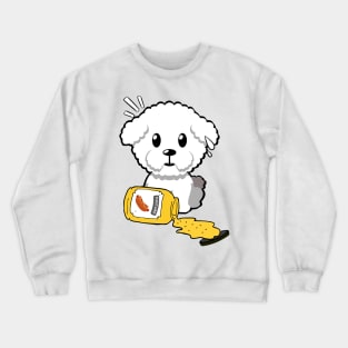 Funny furry dog spilled a jar of mustard Crewneck Sweatshirt